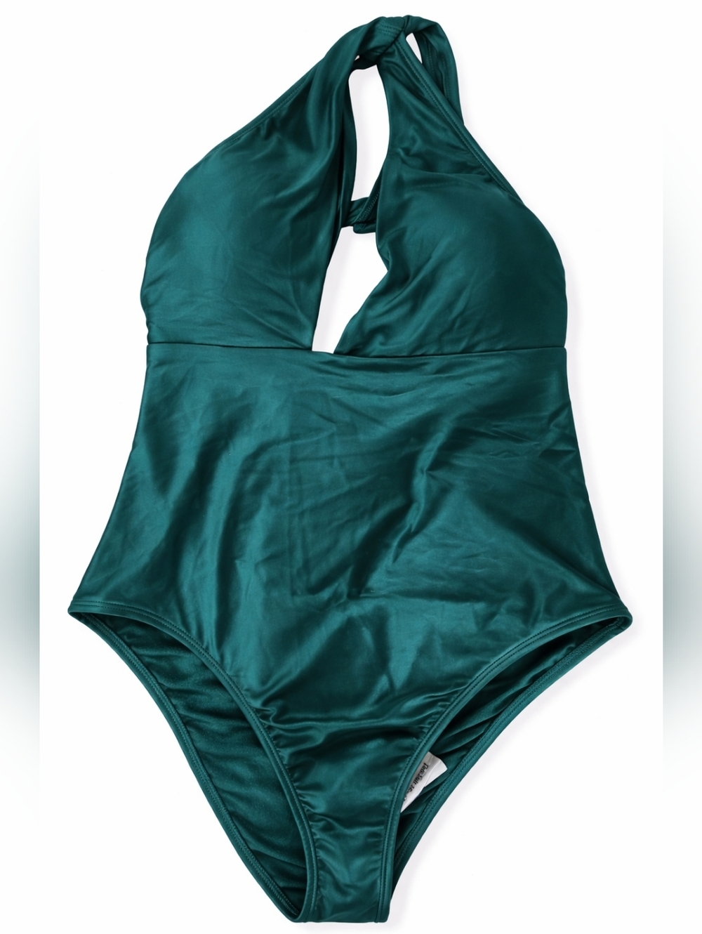 Shade & Shore Women's One Shoulder Plunge Cut Out One Piece Swimsuit Green Small